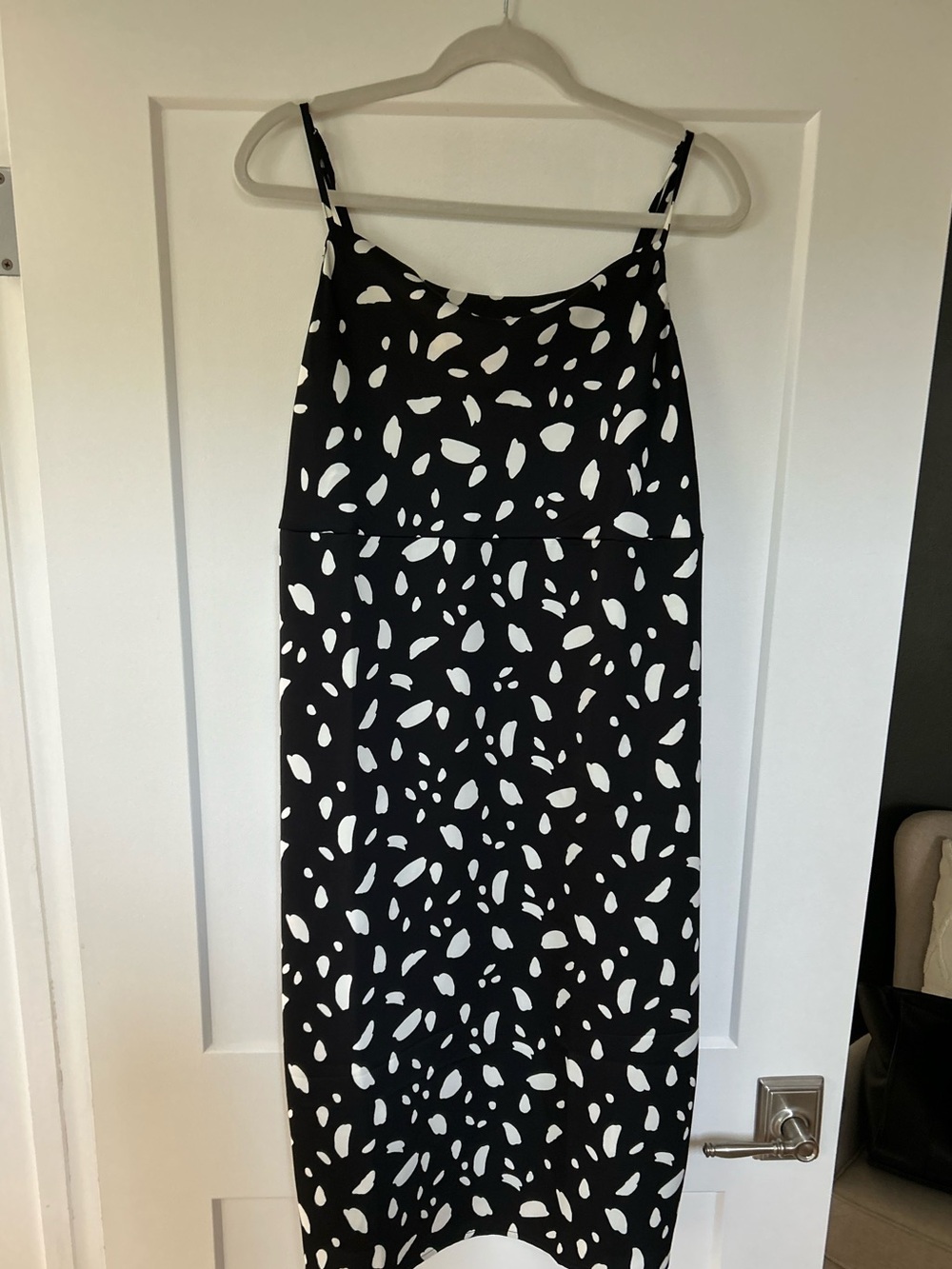 Old Navy Black Midi Dress with White Spot Print